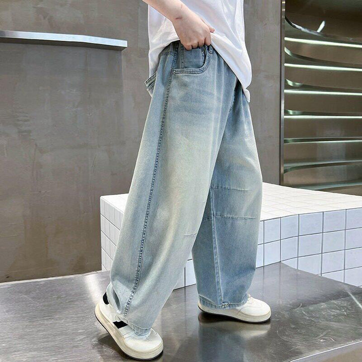 Damen Locker geschnittene Jeanshose mit elastischem Bund Drune
