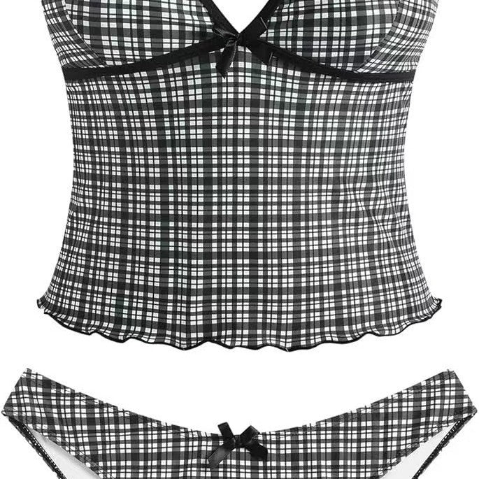 Damen Bikini-Set mit ausgestelltem Oberteil und verstellbaren Trägern Drune