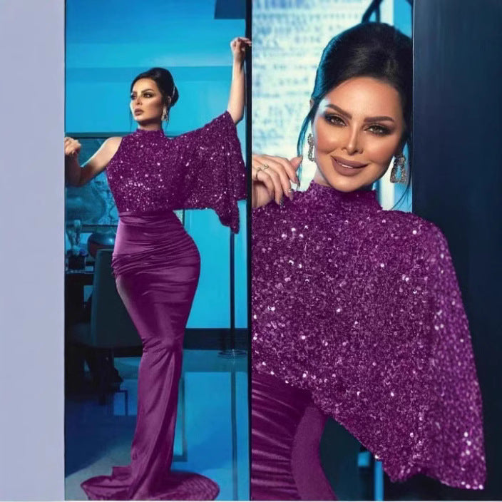 Damen Glamouröses Abendkleid mit funkelndem Oberteil und elegantem Schimmer Drune