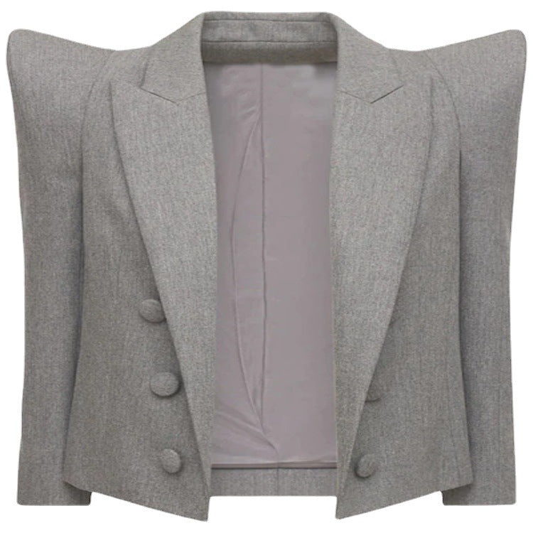 Damen Dreiteiliges Tailoring-Set mit betontem Schulterblazer, Top und Bermuda-Shorts Drune