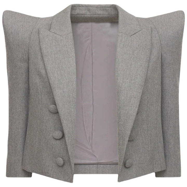 Damen Dreiteiliges Tailoring-Set mit betontem Schulterblazer, Top und Bermuda-Shorts Drune