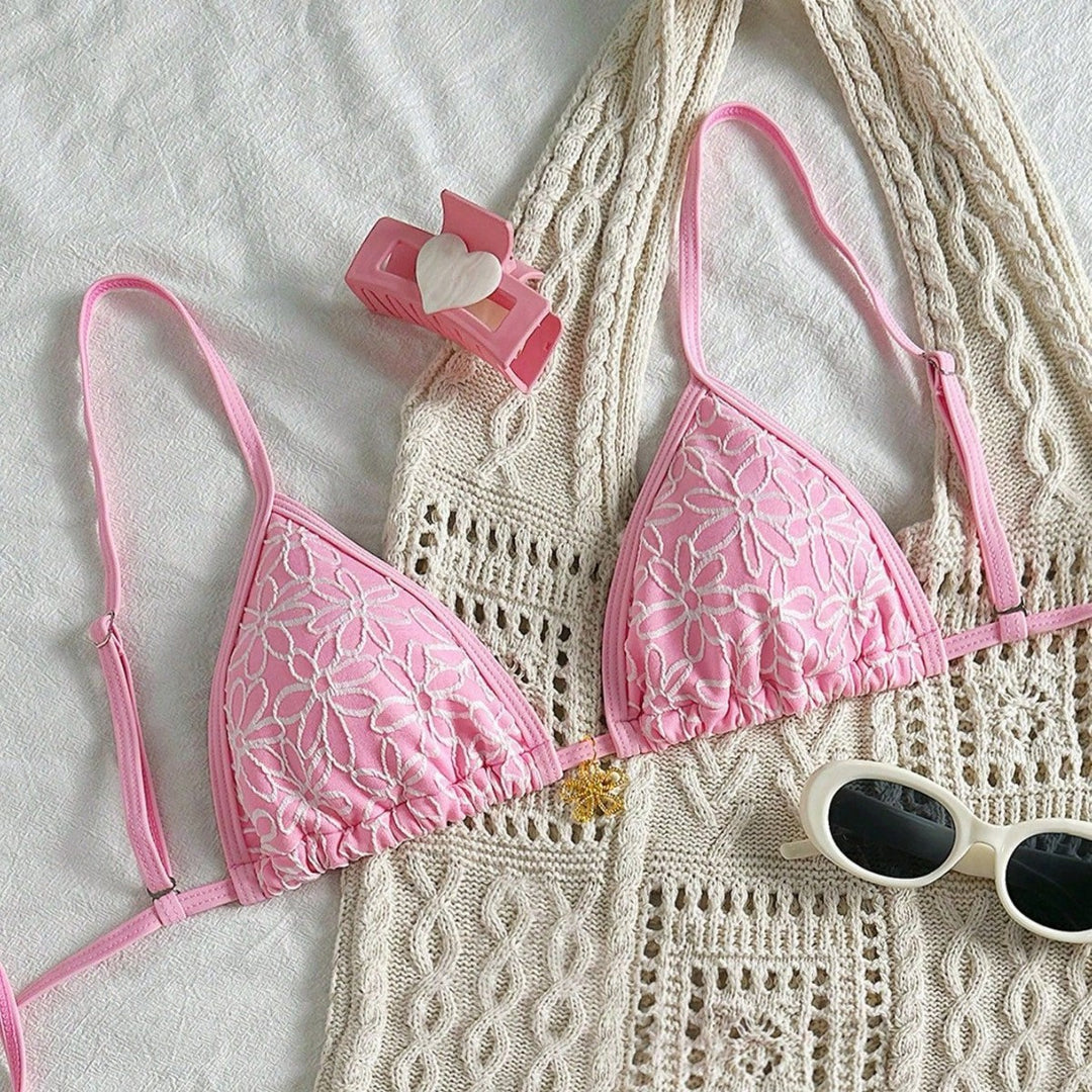 Damen Triangel-Bikini mit floralem Design Drune