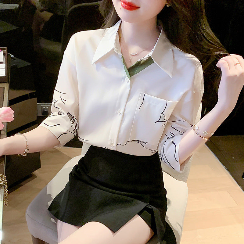 Damen Bluse mit modernen Grafiken und klassischem Schnitt Drune