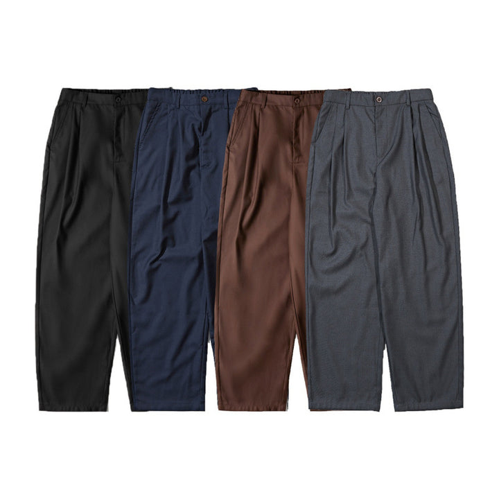 Damen Weite Highwaist-Hose mit Bundfalten, verkürztem Saum und tapered Schnitt Drune