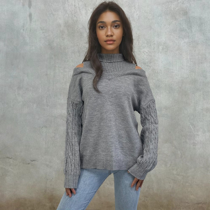 Damen Strickpullover mit abnehmbaren Schultern Drune