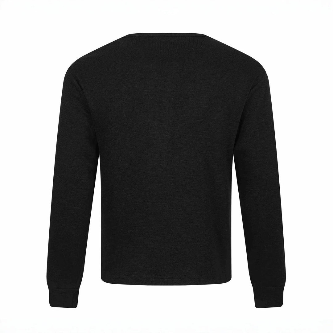 Herren Langärmeliges Henleyshirt mit vintage-Print und Knopfleiste Drune