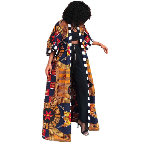 Damen Kimono-Jacke mit buntem geometrischen Muster und weitem Schnitt Drune