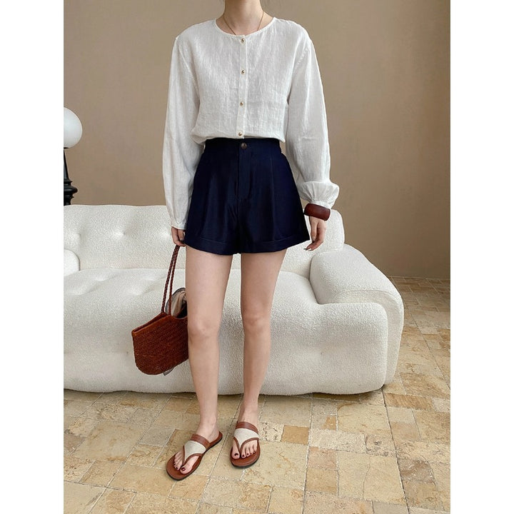 Damen lässige Shorts mit hohem Bund und praktischen Taschen Drune