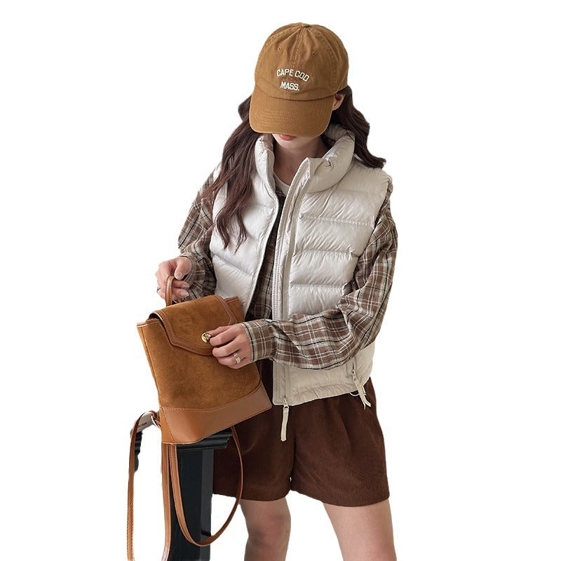 Damen Sportliche Steppweste mit hohem Kragen Drune