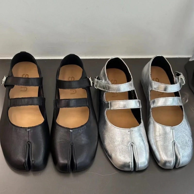 Damen verstellbare Riemen Tabi Ballerinas Drune