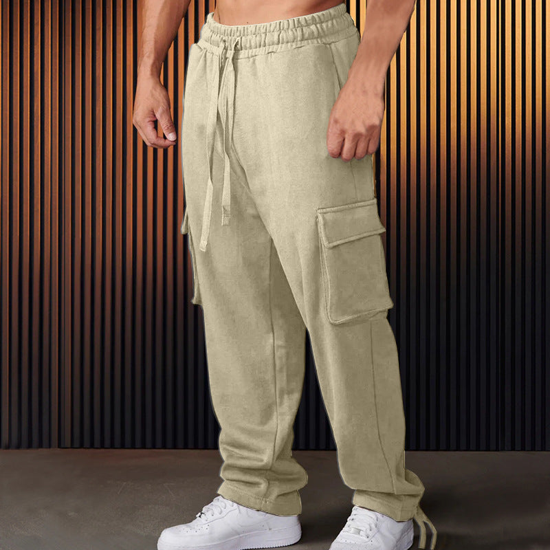Herren entspannte Cargo-Hose mit praktischem Taschen-Design und elastischem Bund Drune