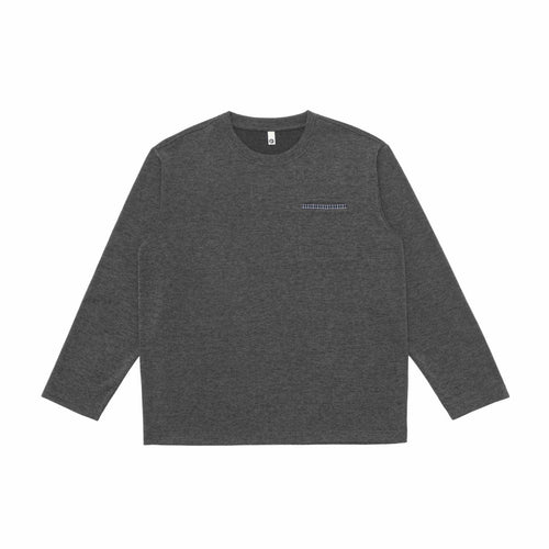 Unisex Oversize-Langarmshirt mit Rundhals und dekorativer Brustpaspel Drune