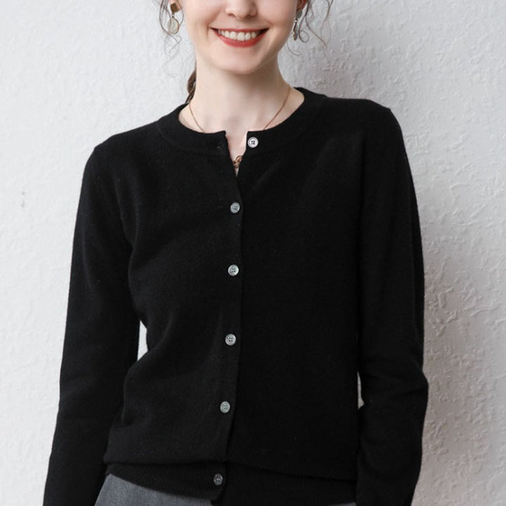 Damen Langärmliger Cardigan aus weichem Feinstrick mit Knopfleiste Drune
