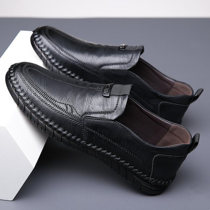 Herren Eleganter Lederimitat-Slipper mit handgenähter Perimeternaht und flexibler Profilsohle Drune