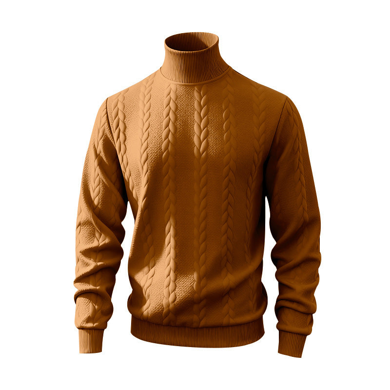 Herren Grobstrick-Rollkragenpullover mit Zopfmuster und gerippten Bündchen Drune