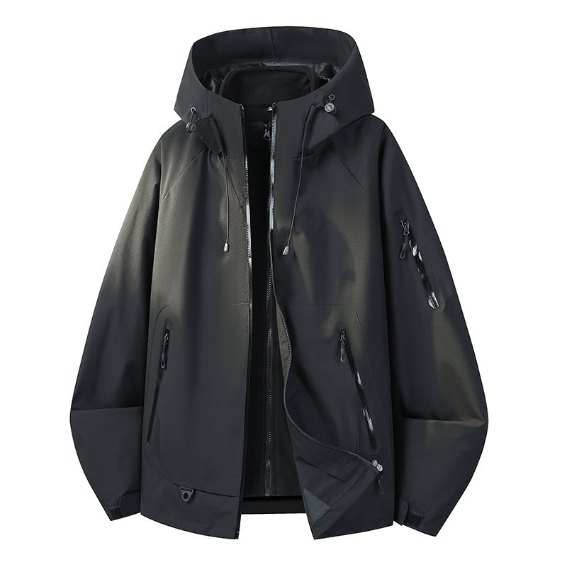 Herren Funktionsjacke mit verstellbarem Kapuzenverschluss Drune