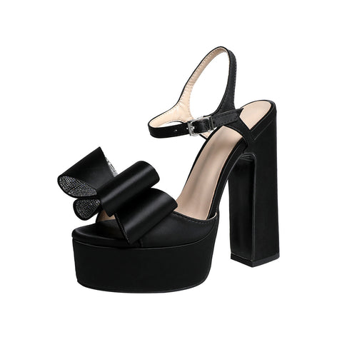 Damen High-Platform Slingback-Sandalen mit dekorativem Schleifendetail Drune