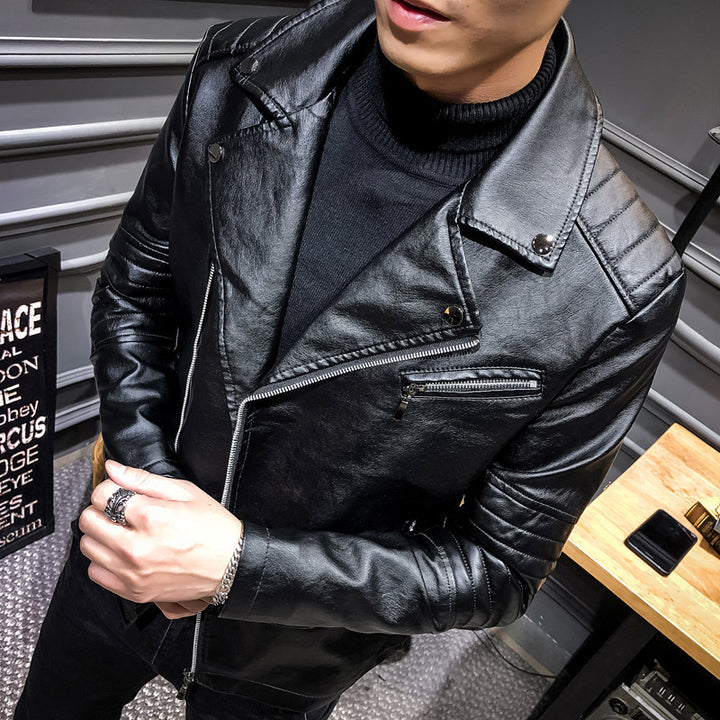 Herren Stilvolle Kunstleder-Bikerjacke Drune