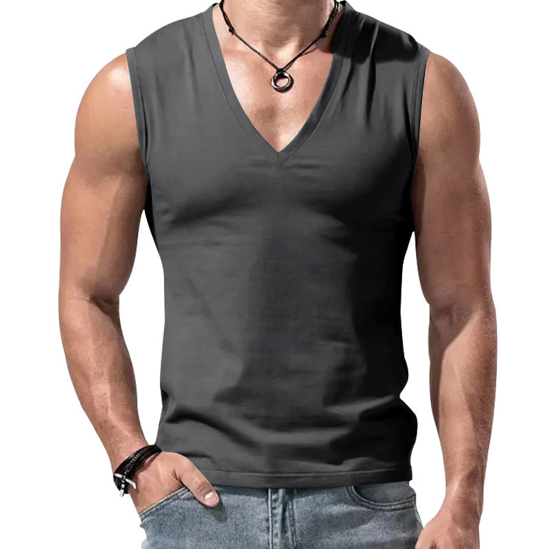 Herren nan figurbetontes ärmelloses V-Ausschnitt Muskelshirt Drune
