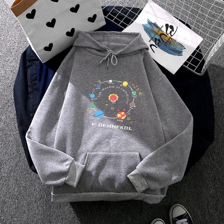 Damen nan Kapuzenpullover im Astronomie‑Print mit Kängurutasche und verstellbarem Kordelzug Drune