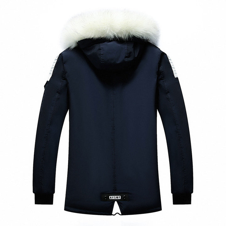 Herren elegante Winterjacke mit modischer Kapuze und Kunstfellbesatz Drune