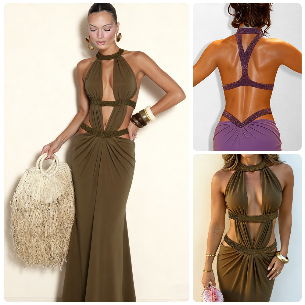 Damen Elegantes Abendkleid mit aufregendem Cut-Out-Design und funkelnden Akzenten Drune