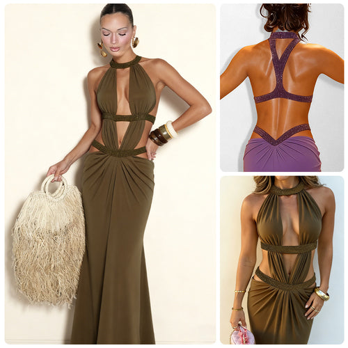 Damen Elegantes Abendkleid mit aufregendem Cut-Out-Design und funkelnden Akzenten Drune