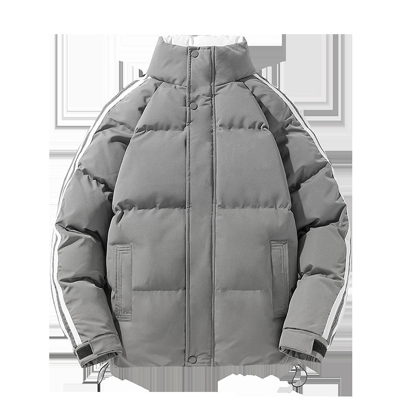 Herren sportlicher Stepp-Winterblouson mit hohem Stehkragen, Ärmelstreifen und verstellbarem Saum Drune