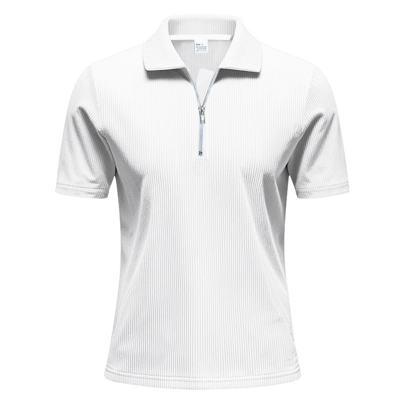 Unisex nan kurzärmeliges Halbzip-Polo aus geripptem Jersey mit Hemdkragen Drune