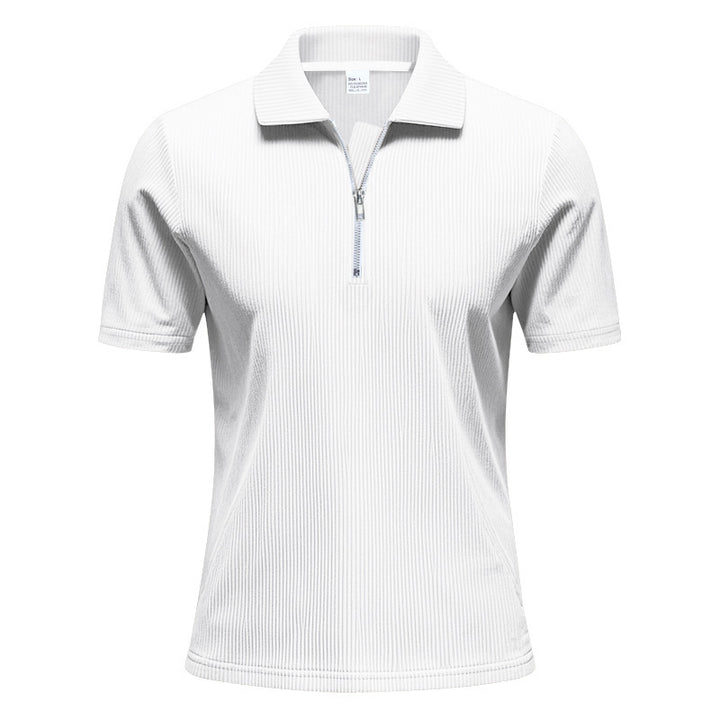 Unisex nan kurzärmeliges Halbzip-Polo aus geripptem Jersey mit Hemdkragen Drune