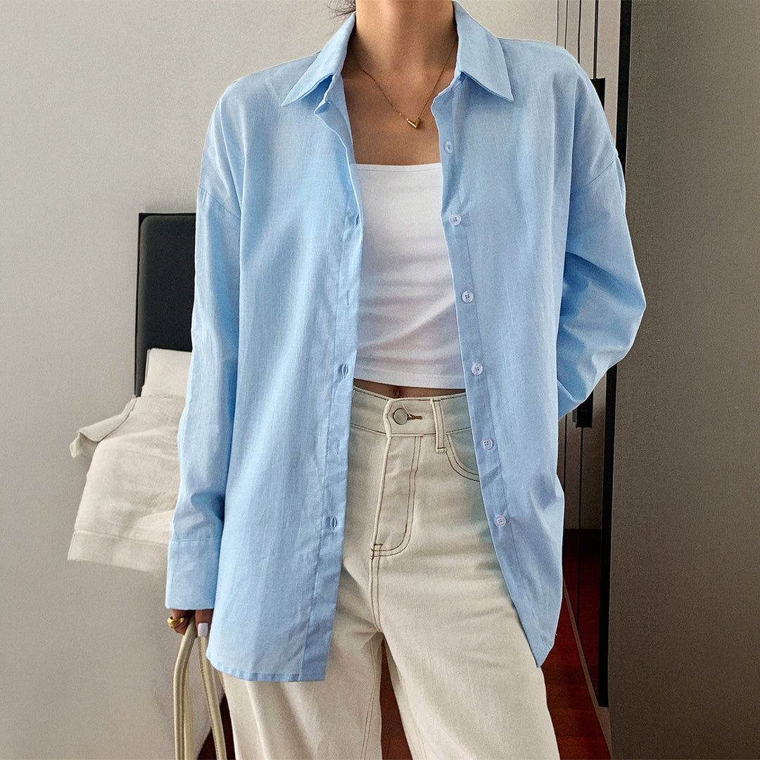 Damen nan zweiteiliges Sommer-Set aus leichtem Oversize-Hemd und ärmellosem Mini-Kleid Drune