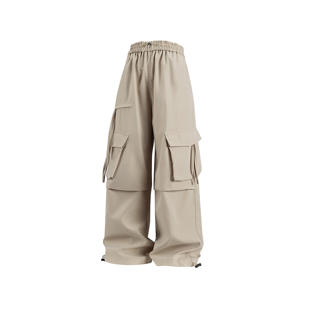 Damen Weite Cargo‑Hose im Baggy‑Cut mit elastischem Tunnelzugbund, Klapp‑Utility‑Taschen und verstellbarem Beinabschluss Drune