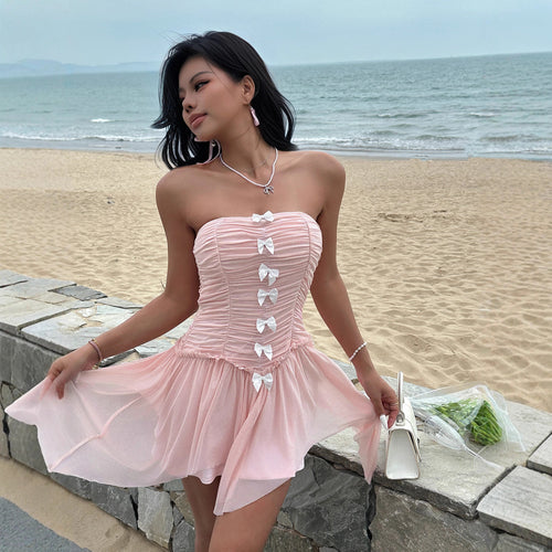 Damen romantisches Corsage-Kleid mit bezaubernden Rüschendetails Drune