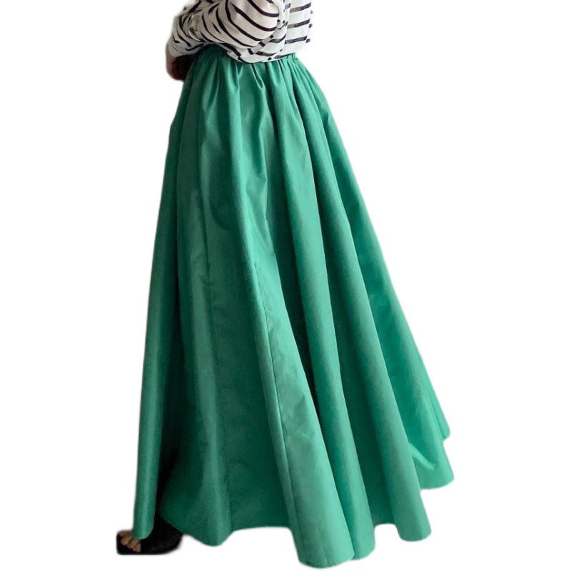 Damen Eleganter Teller‑Maxirock mit hohem Bund, versteckten Eingrifftaschen und verstärktem Saum Drune