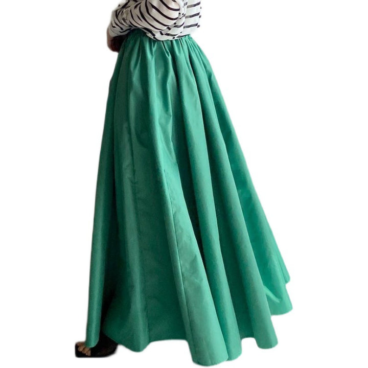 Damen Eleganter Teller‑Maxirock mit hohem Bund, versteckten Eingrifftaschen und verstärktem Saum Drune