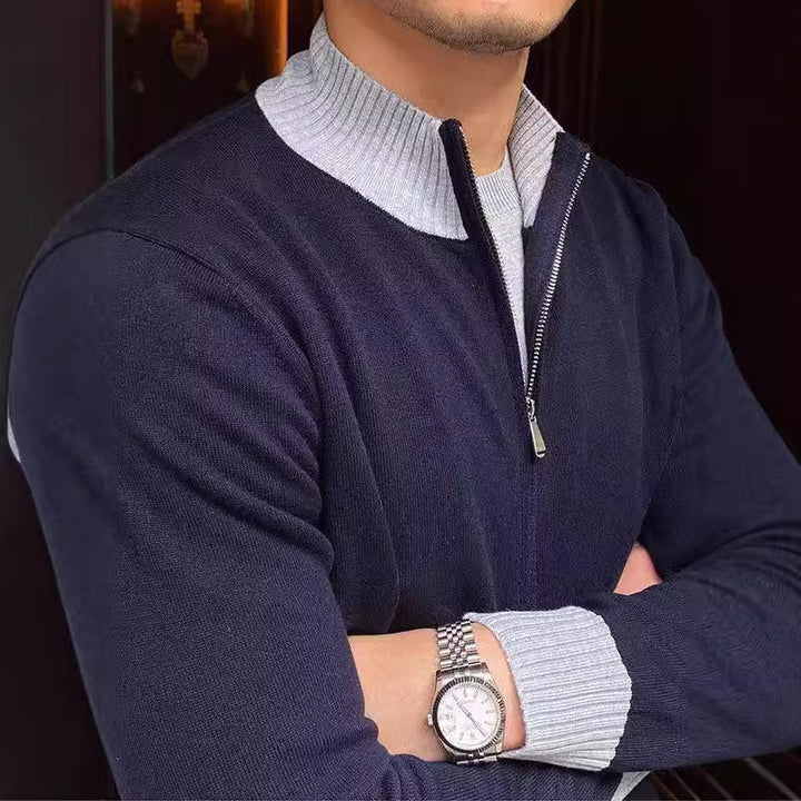 Herren Eleganter Strickpullover mit Stehkragen Drune