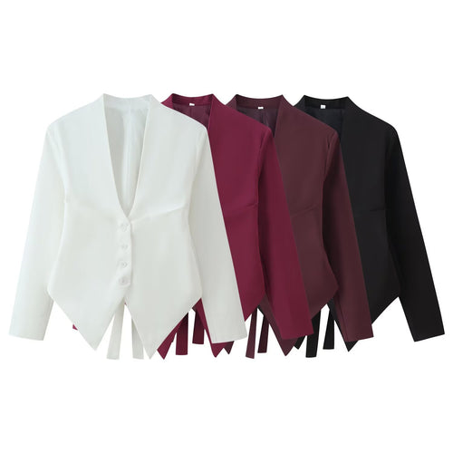 Damen Taillierte Blazerjacke mit Schalkragen, asymmetrischem Zipfelsaum und Knopfverschluss Drune