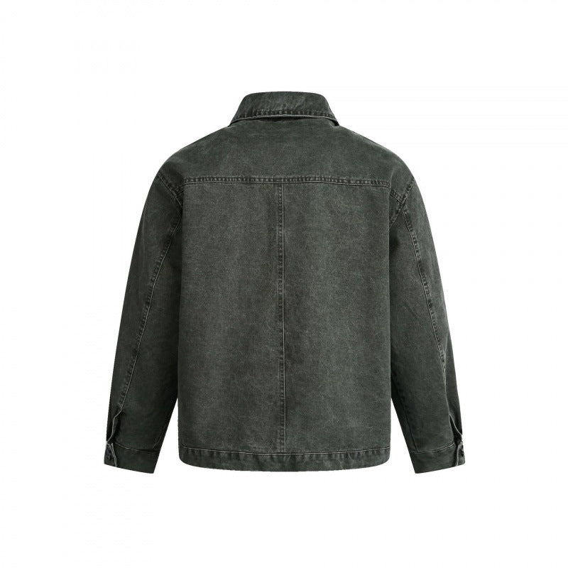 Herren Oversized Canvas-Jacke mit Hemdkragen, Raglannähten und durchgehendem Reißverschluss Drune