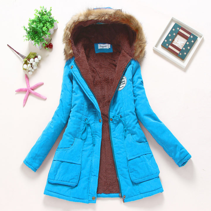 Damen nan hochwärmender Winterparka mit Teddy-Innenfutter, Tunnelzug und Kunstfellbesatz Drune