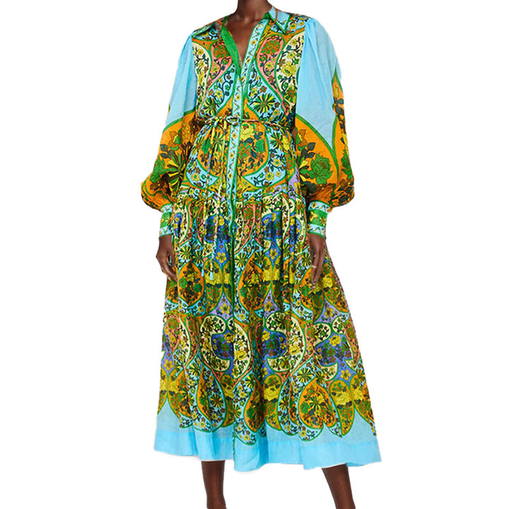 Damen Longshirt-Kleid mit voluminösen Ärmeln und farbenfrohem Paisley-Muster Drune