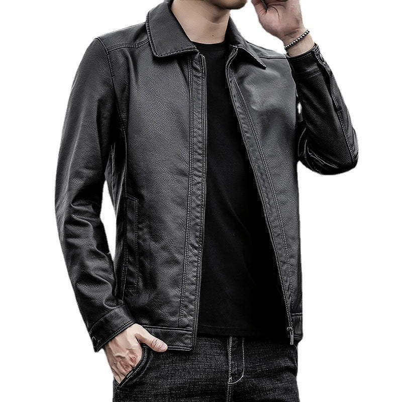 Herren Lässige Kunstlederjacke Drune