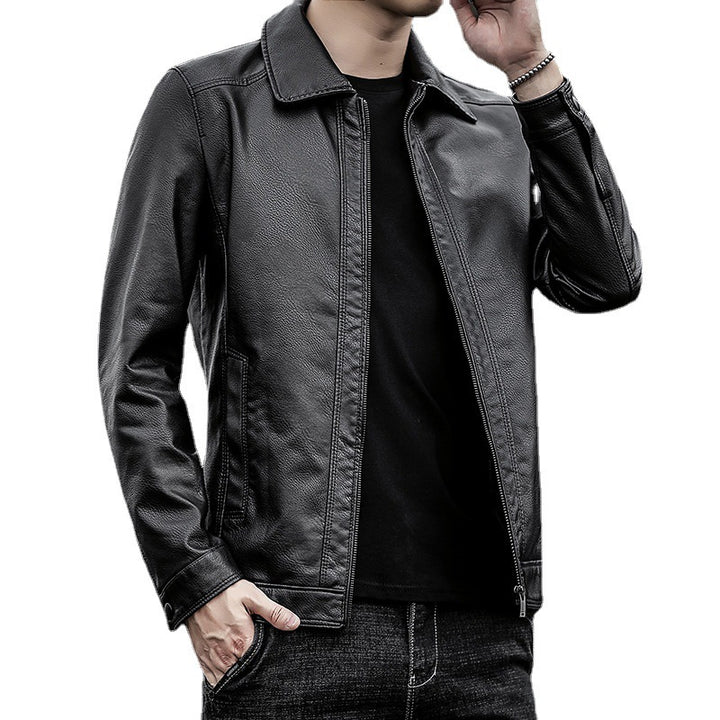 Herren Lässige Kunstlederjacke Drune