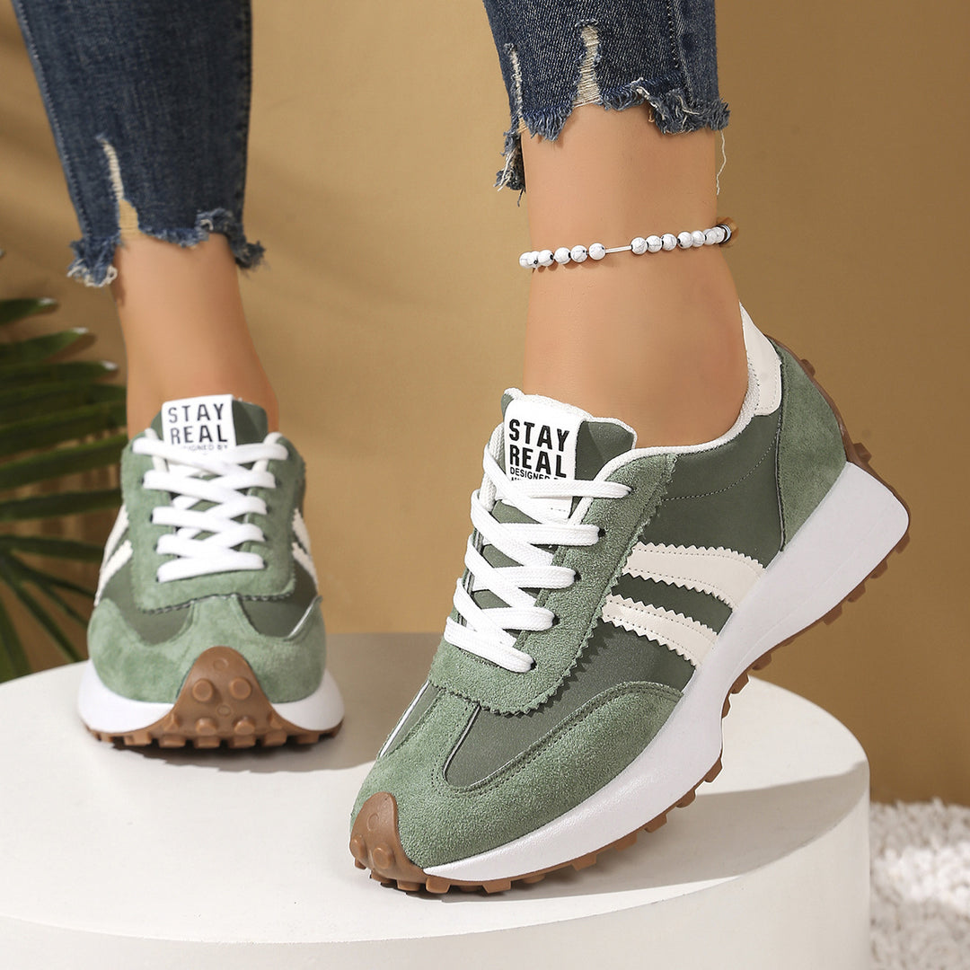 Damen Retro-Plateau-Sneaker mit Velours- und Mesh-Mix Drune