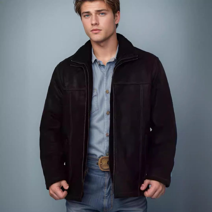 Herren hochwertige Lederjacke mit modernen Details und praktischen Taschen Drune
