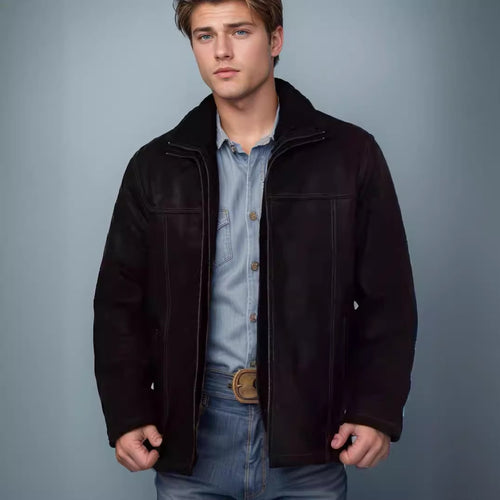 Herren hochwertige Lederjacke mit modernen Details und praktischen Taschen Drune