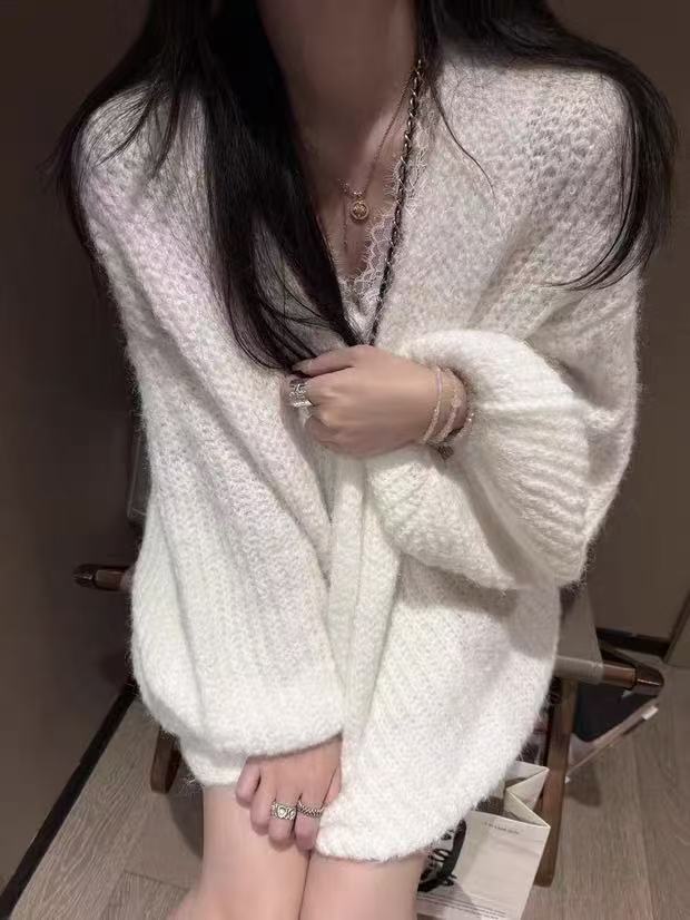 Damen Komfortabler Strick-Cardigan mit weitem Schnitt Drune