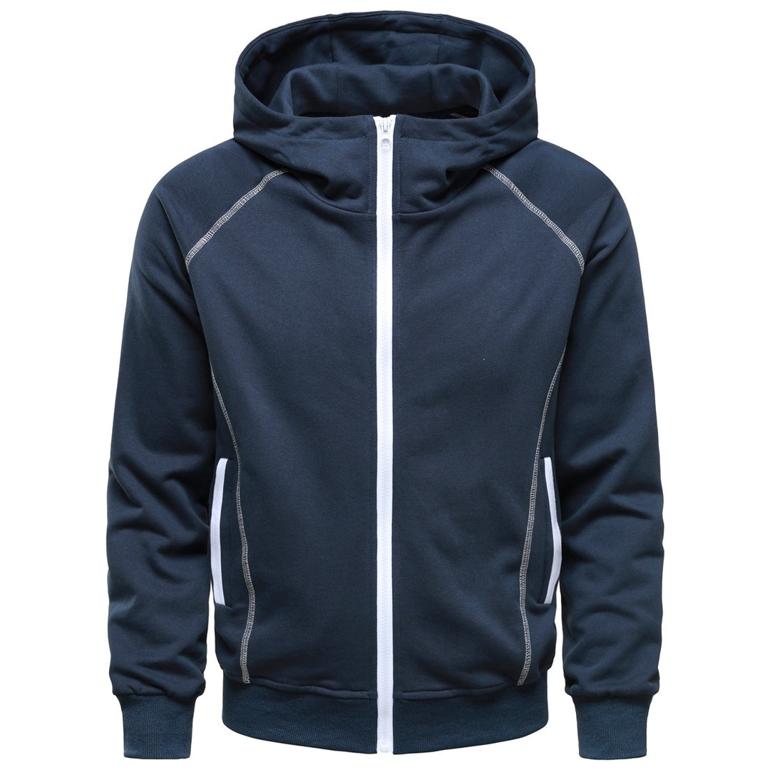 Herren Kapuzen-Zipjacke im sportlichen Raglanstil mit Kontrastnähten und gerippten Bündchen Drune