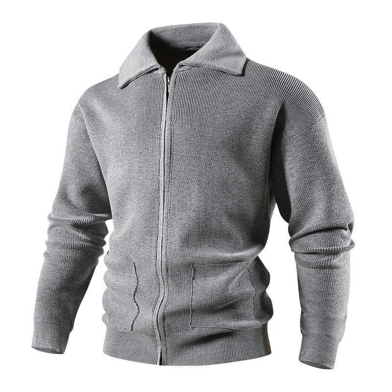 Herren Sportliche und bequeme Strickjacke mit hohen Kragen Drune