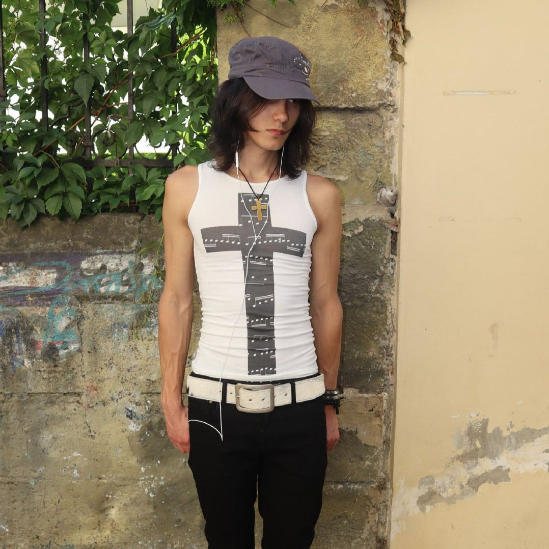 Damen Tanktop mit kreativem Noten-Design und figurbetontem Schnitt Drune