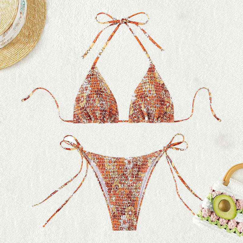 Damen Triangel-Bikini mit verspieltem Blumenmuster Drune